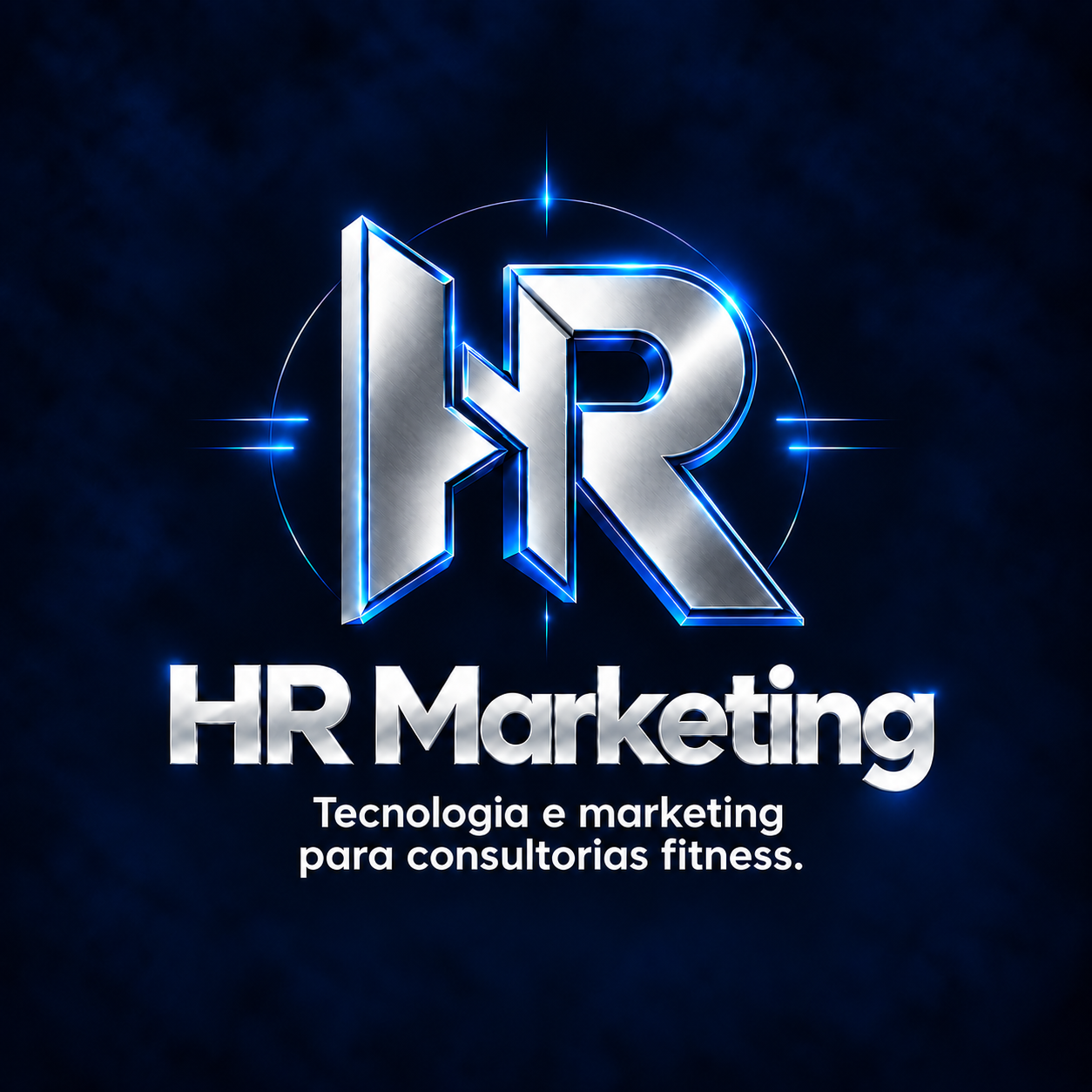 Logo HR Marketing em azul e prata